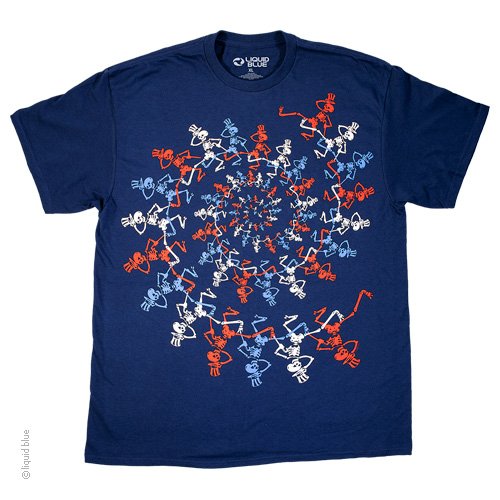 Grateful Dead USA Spiral Skeletons Navy T-Shirt SALE