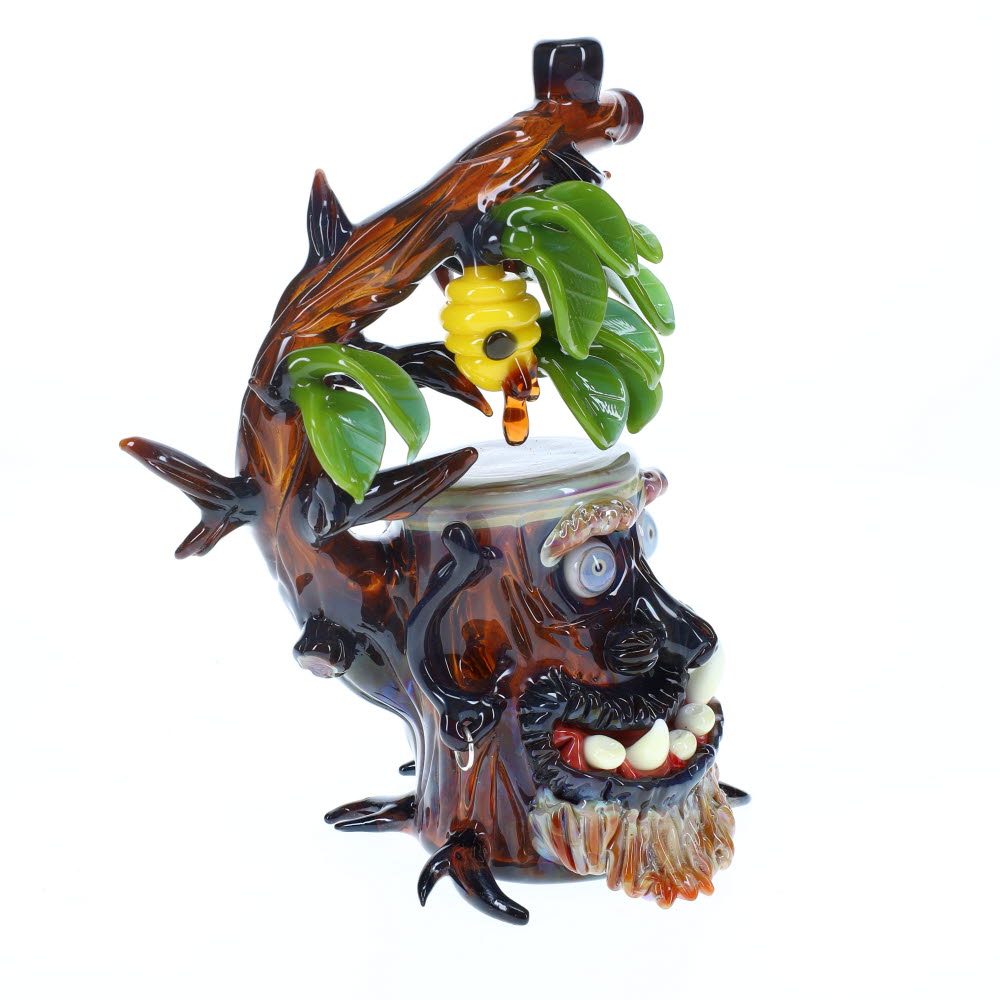 Kyru Glass Blue Eyed Stumpy with Timber Leaves