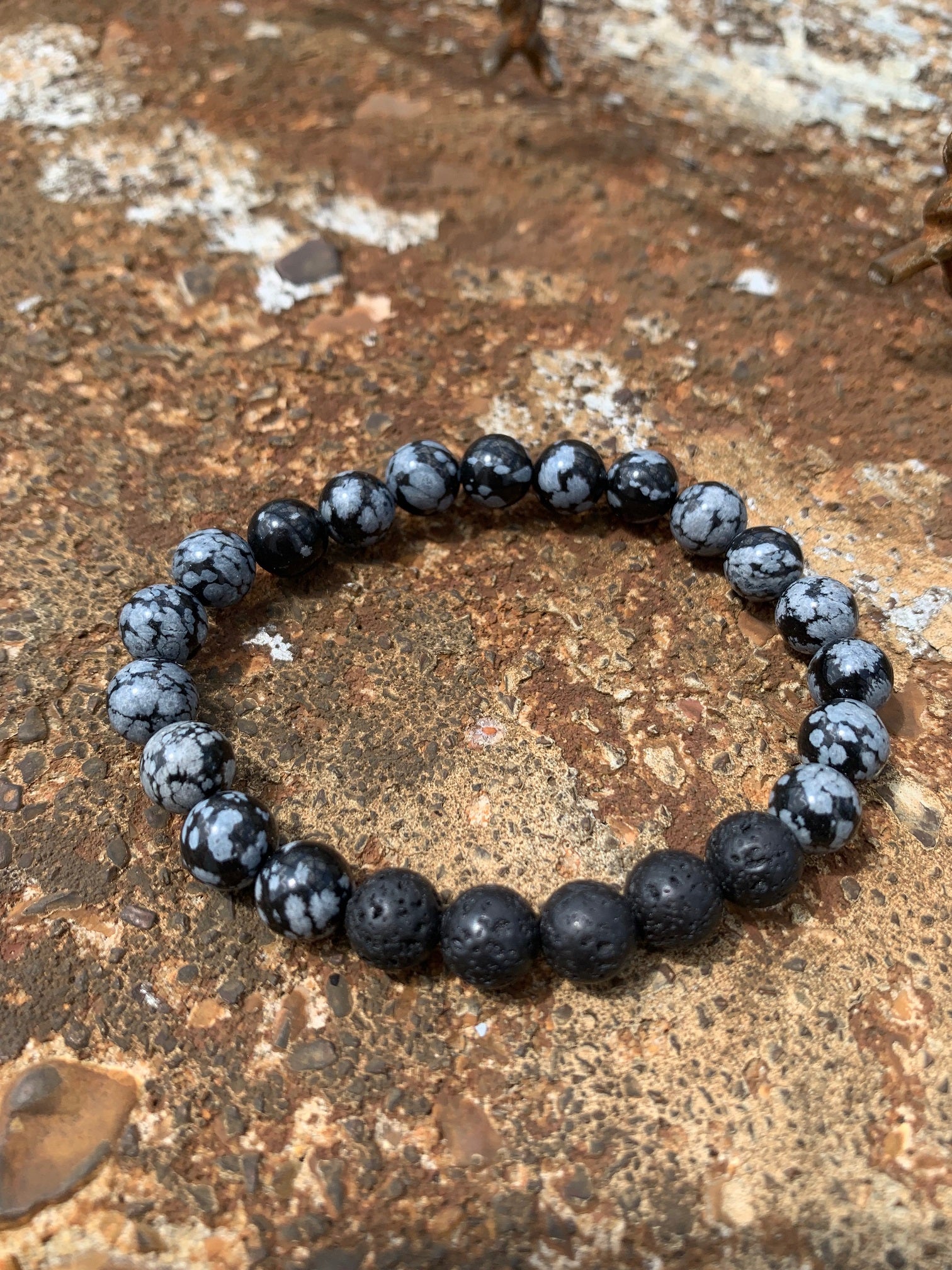 Lava Rock Snowflake Obsidian Bracelet 8mm – Sunshine Daydream