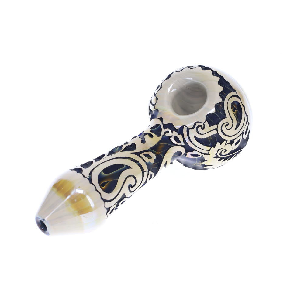 Liberty503 Glass Deep carve Reversal Cap Hand Pipe / Paisley