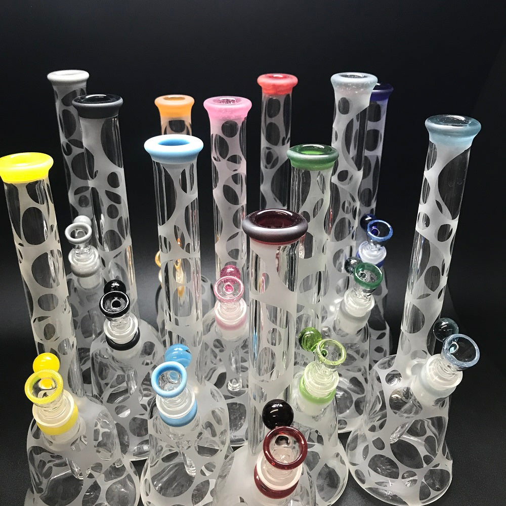 Oddball Glass Sandblasted Flower 26mm Tube with Color Accents SALE