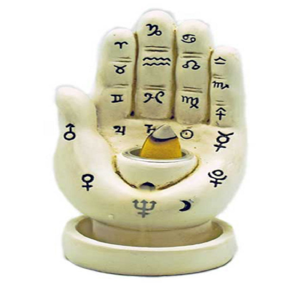White Palmistry Hand Backflow Incense Burner