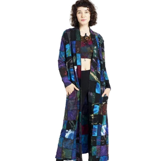 Tie Dyed Patchwork Long Cardigan
