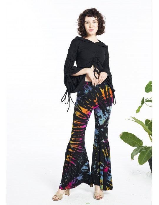 Tie Dyed Bell Bottom Pants in Black and Rainbow – Sunshine Daydream