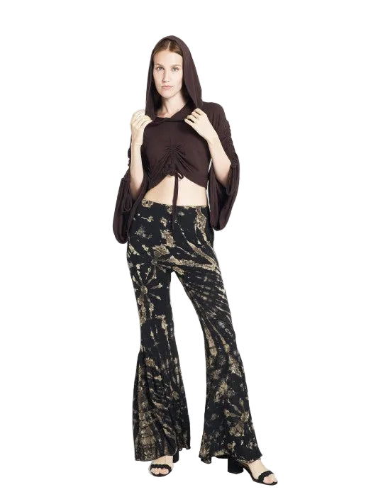 Tie Dyed Bell Bottom Pants in Brown