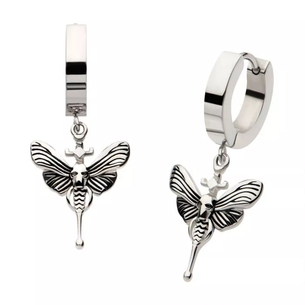 Butterfly With Skull Head Huggie Earrings