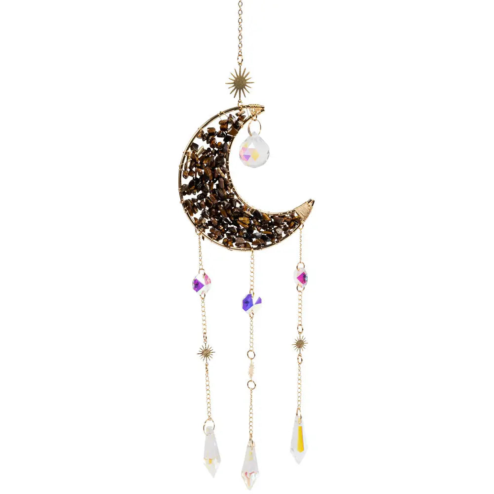 Tiger Eye Crescent Moon Suncatcher
