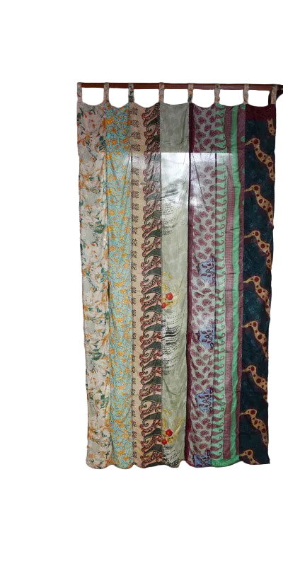 Recycled Sari Patchwork Curtain Panel (54" x 86") in Assorted Prints