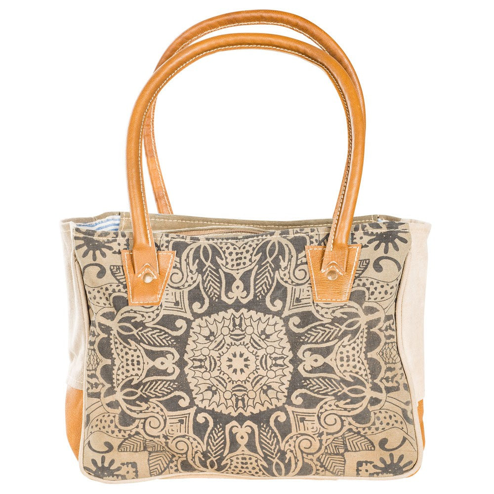 Clea Ray Mandala Print Canvas Shoulder Tote Bag