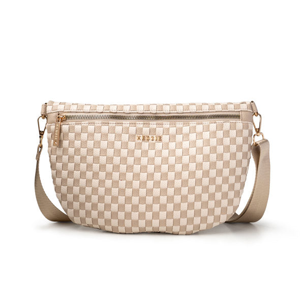 Kedzie Terrace Woven Crossbody in Taupe