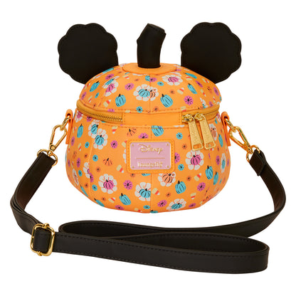 Loungefly Mickey Mouse Floral Pumpkin Head Glow Figural Crossbody Bag