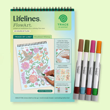 Lifelines™ FlowArt: Trace-By-Line Woodland Whimsy Coloring Pad