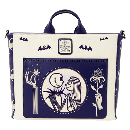Loungefly The Nightmare Before Christmas Jack Skellington & Sally Night Sky Convertible Backpack and Tote Crossbody Bag