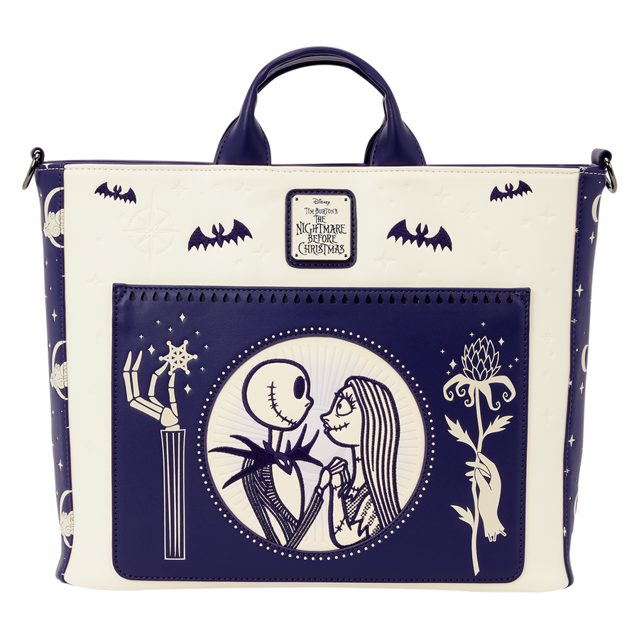 Loungefly The Nightmare Before Christmas Jack Skellington & Sally Night Sky Convertible Backpack and Tote Crossbody Bag