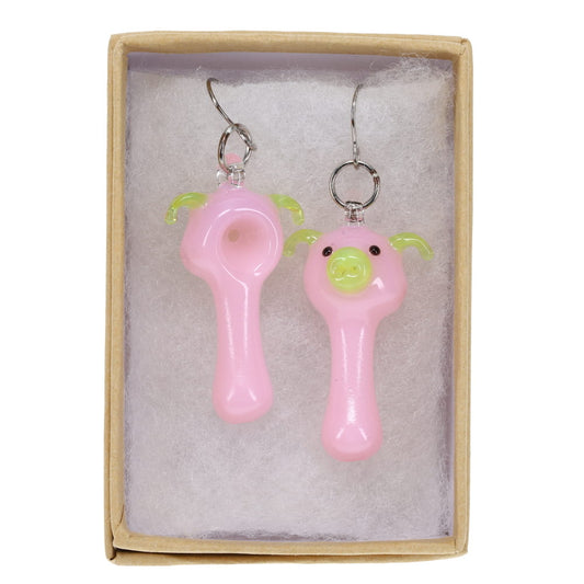 Sugar Mattys Glass Piggie Spoon Earrings