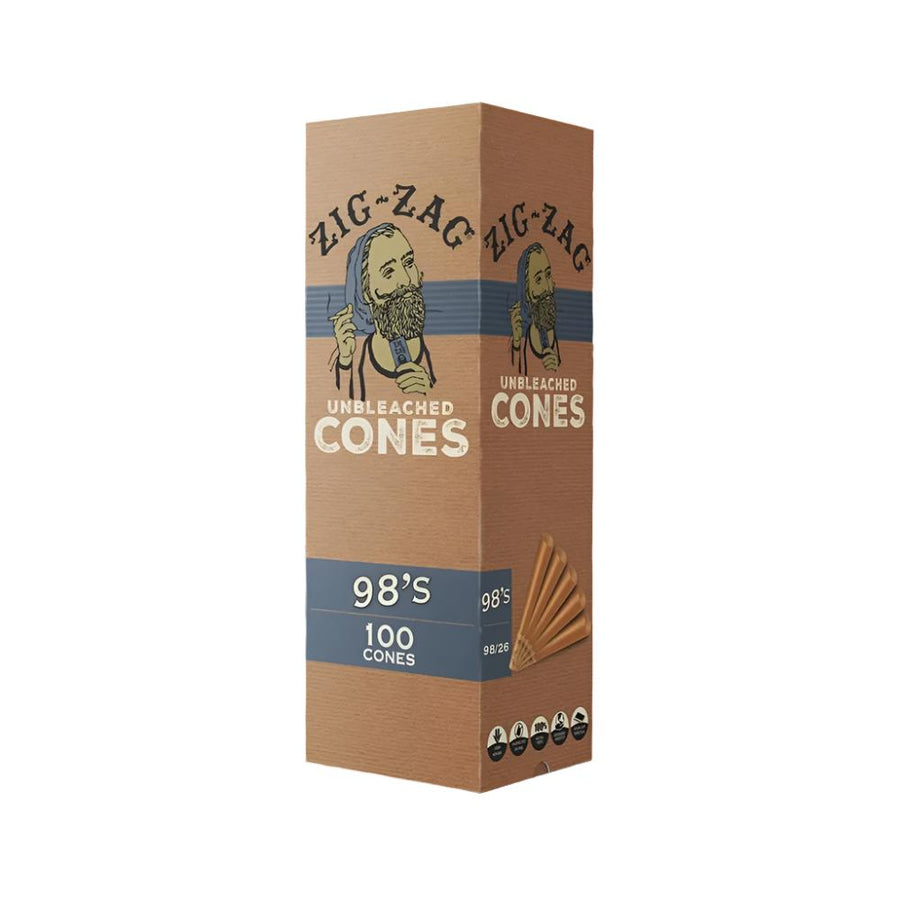 Zig Zag Unbleached 98mm Cones - 100 pack