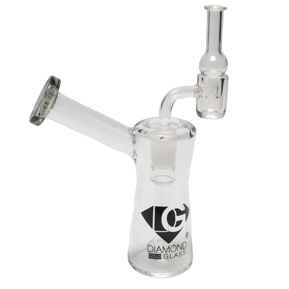 Diamond Glass Mini Color Rim Hourglass Bubbler