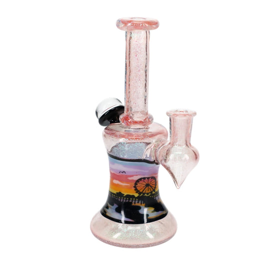 Windstar Glass Dichro Pink Sunset with Opal Rig