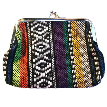 Woven Southwestern Coin Purse with Kiss-Lock Clasp in Assorted Colors