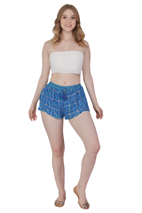 Sari Print Tie Waisted Shorts