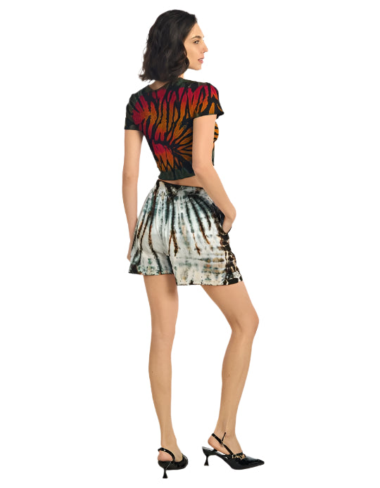 Vibrant Tie Dye Sunburst Crop Top