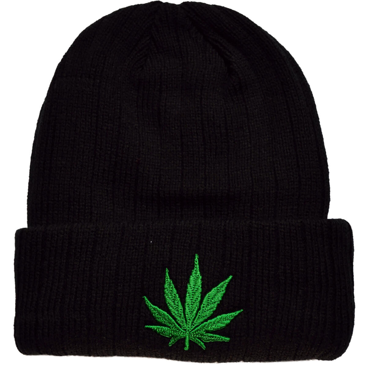 Weed Leaf Beanie - Black