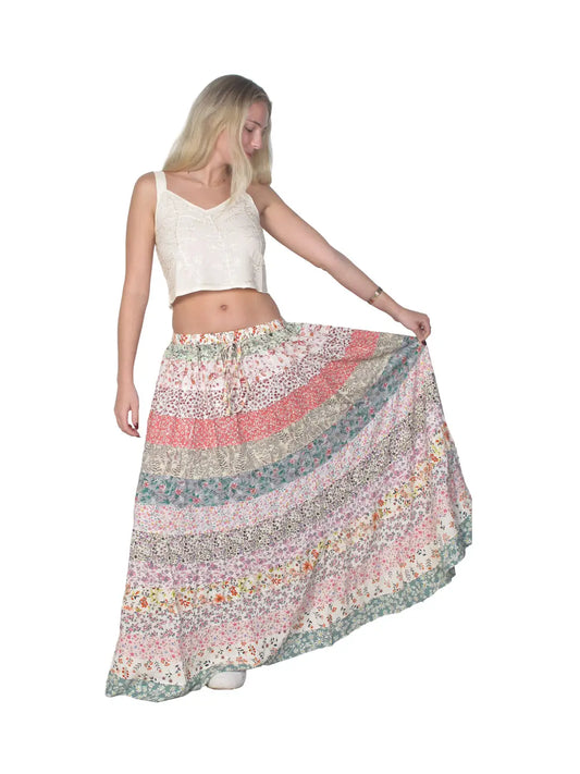 Blue Sky Designs Tiered Patchwork Panel Skirt