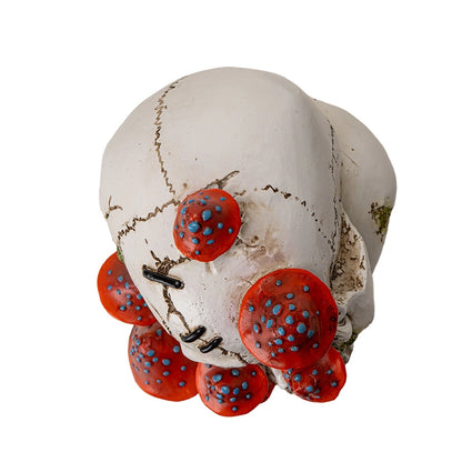 Stacked Skulls with Mushrooms