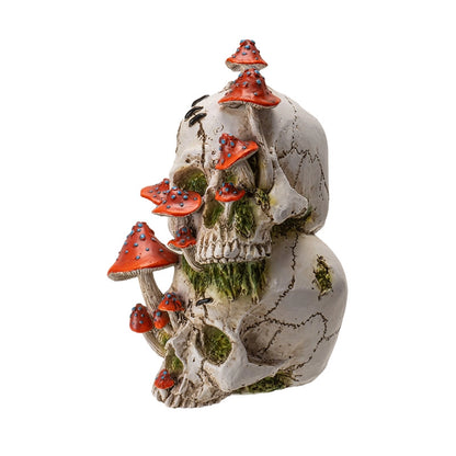 Stacked Skulls with Mushrooms
