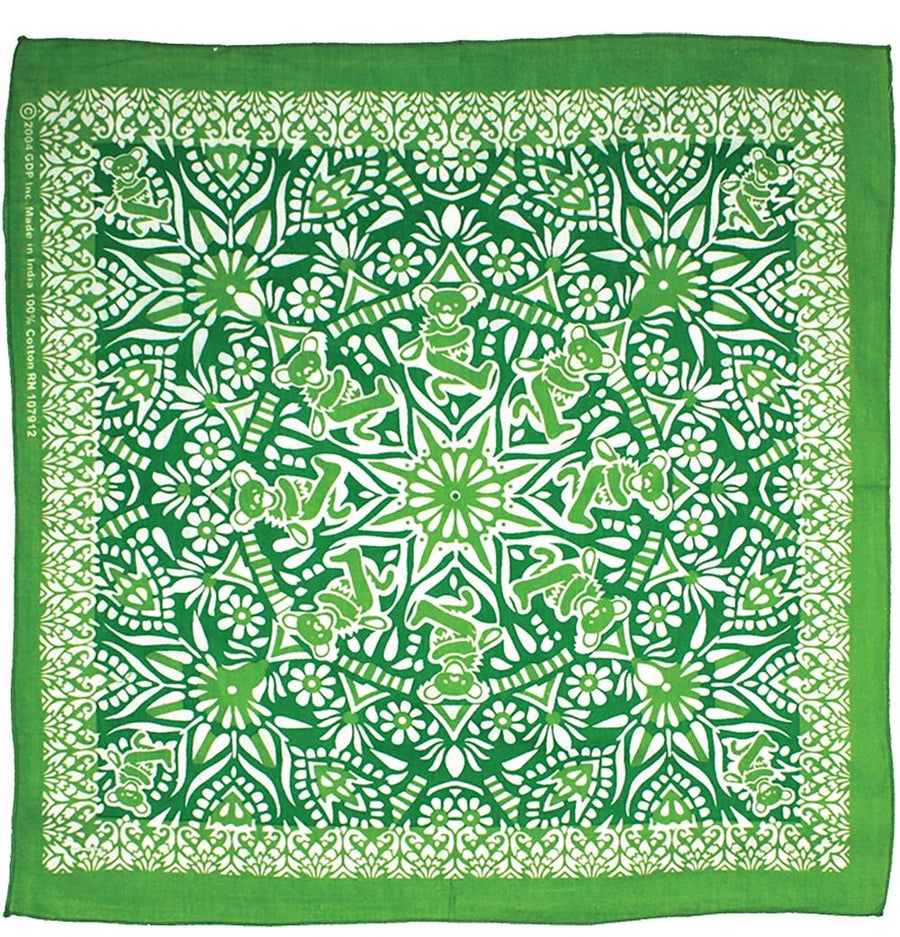 Grateful Dead Bear Mandala Bandana - Green