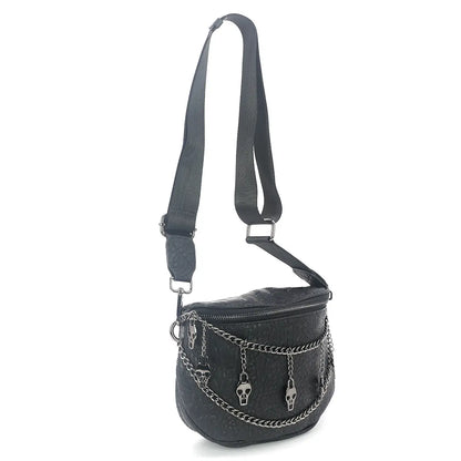 Embossed Skull Chain Shoulder Bag
