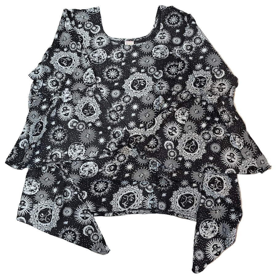 Sun and Moon Celestial Print Fairy Cut Blouse