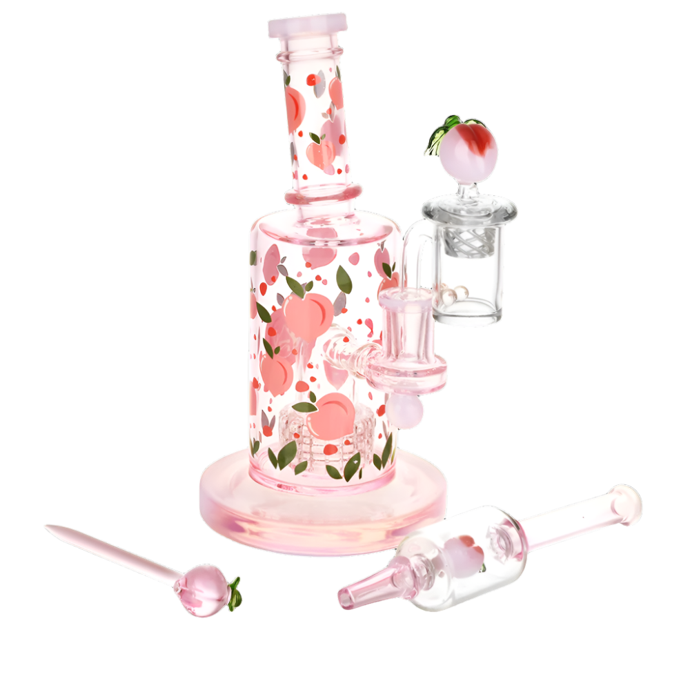 Pulsar Fruit Series 8" Glow Nectar Collector & Dab Rig Set - Peaches & Cream
