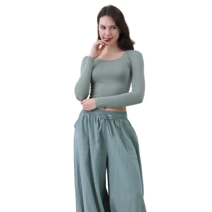 Second Skin Long Sleeve Crop Top in Sage