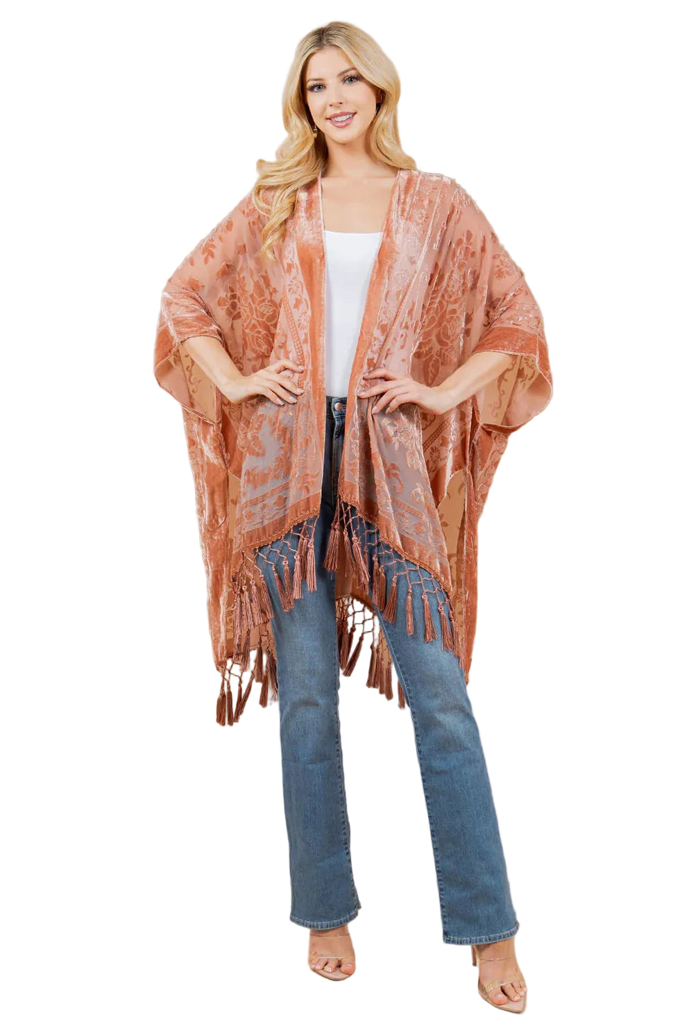 Vintage Rose Velvet Kimono