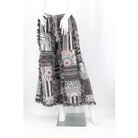 Fringed Gheri Patchwork Wide Leg Pants