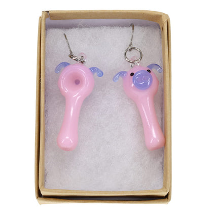 Sugar Mattys Glass Piggie Spoon Earrings