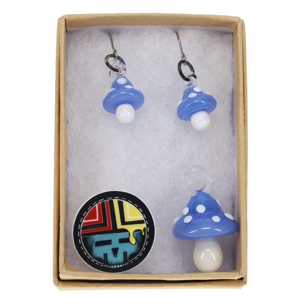 Sugar Mattys Glass Mushroom Pendant & Earrings Set