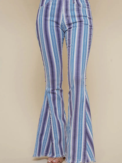 Western Aztec Print Bell Bottom Pants