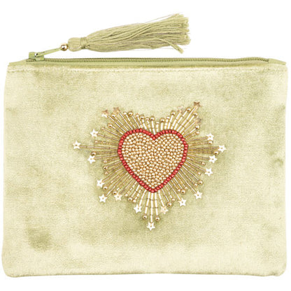 Sacred heart Beaded Velvet Coin Purse