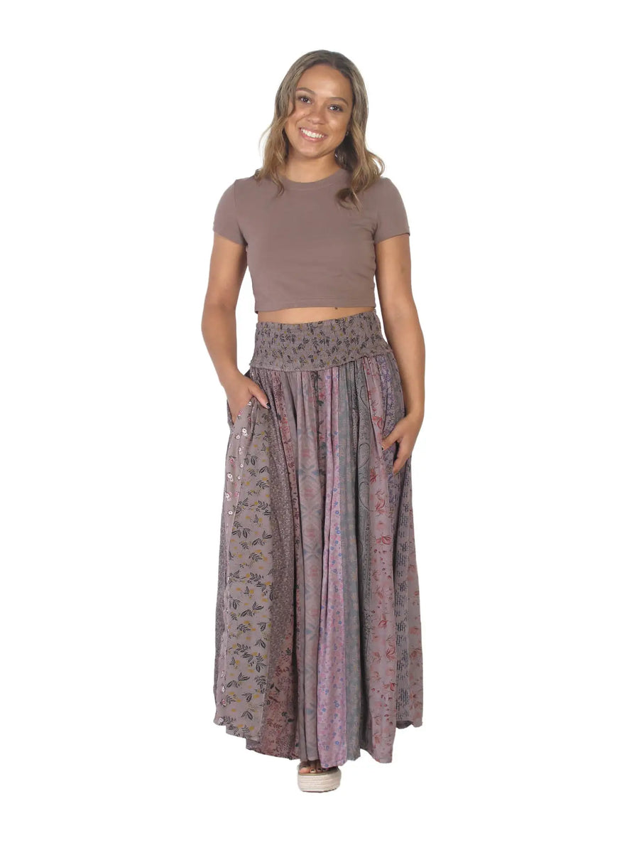 Blue Sky Designs Vertical Panel Patchwork Maxi Skirt