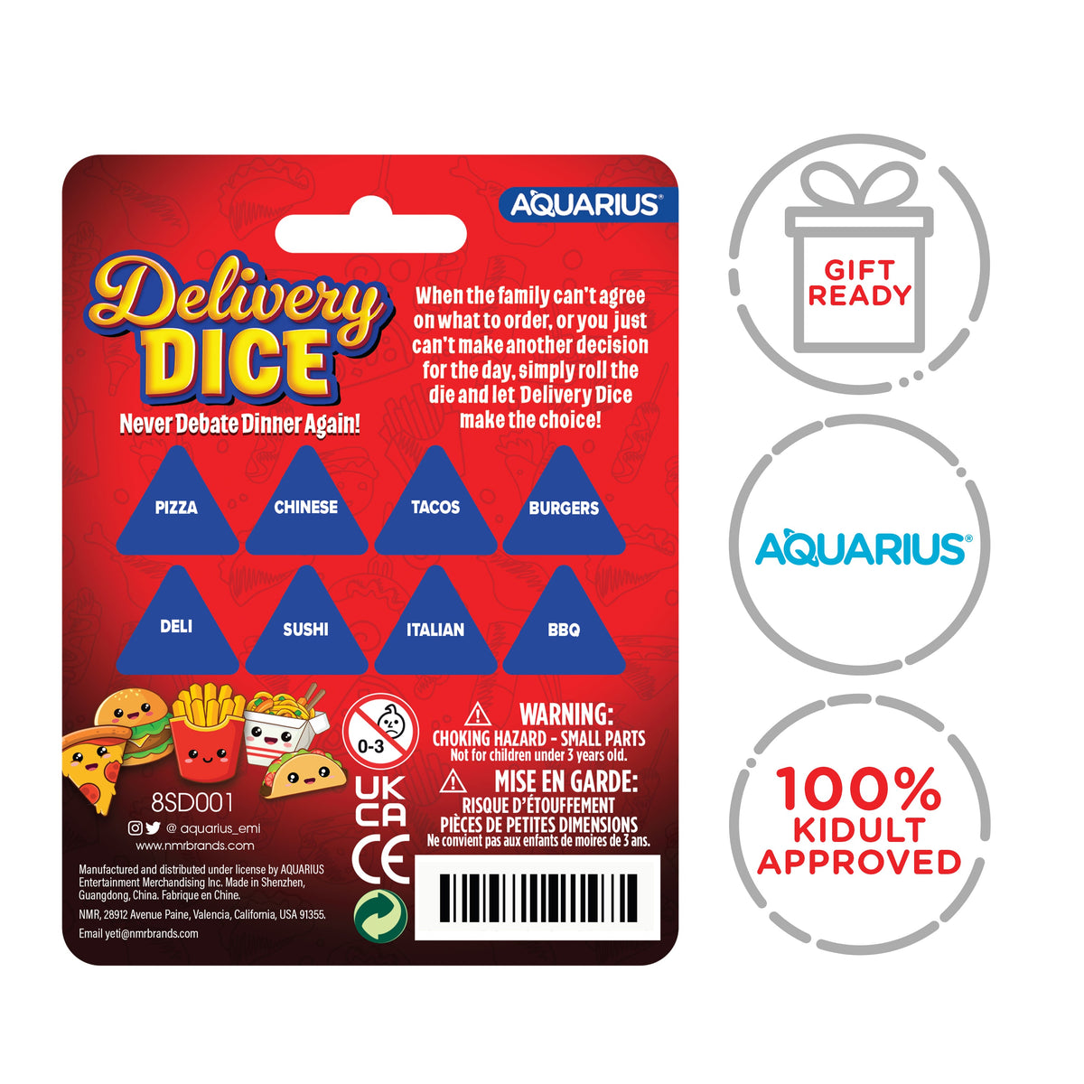 Delivery Dice 8-Sided Takeout Food Decision Die