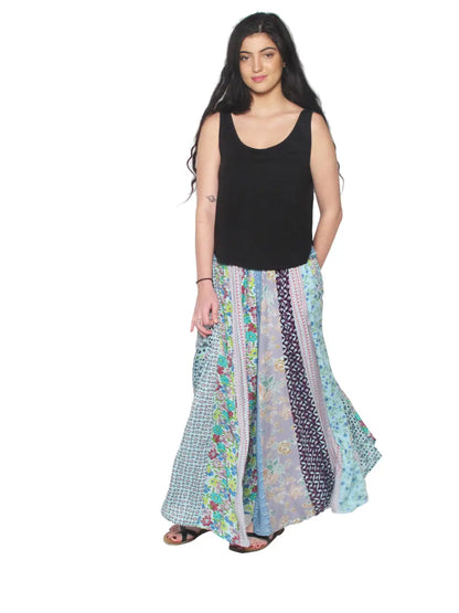 Blue Sky Designs Vertical Panel Patchwork Maxi Skirt