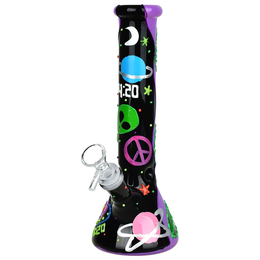 SeshGear 10" 420 Beam Me Up Glow-In-The-Dark Painted Beaker