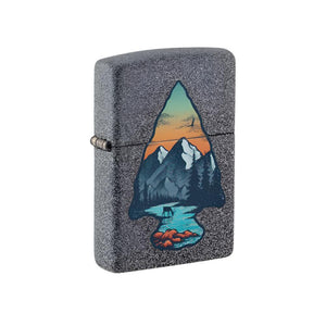 Zippo Lighter Arrowhead & Mountain Scene Iron Stone