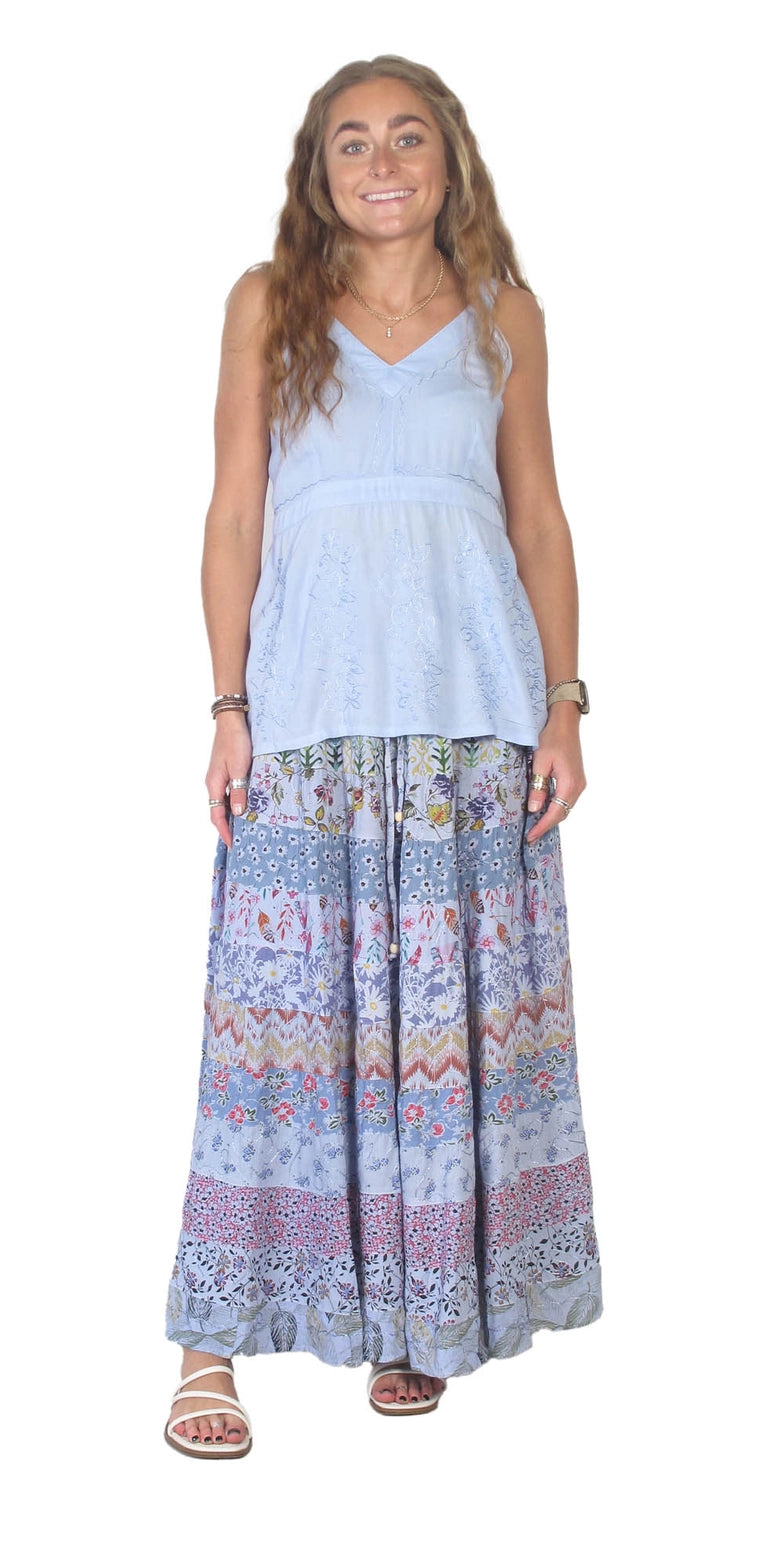 Blue Sky Designs Tiered Patchwork Panel Skirt