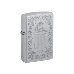 Zippo Lighter Engraved Eagle Satin Chrome