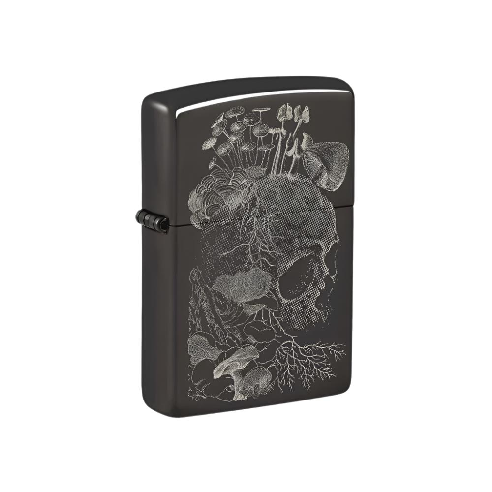 Zippo Lighter Skull with Mushrooms High Polish Black