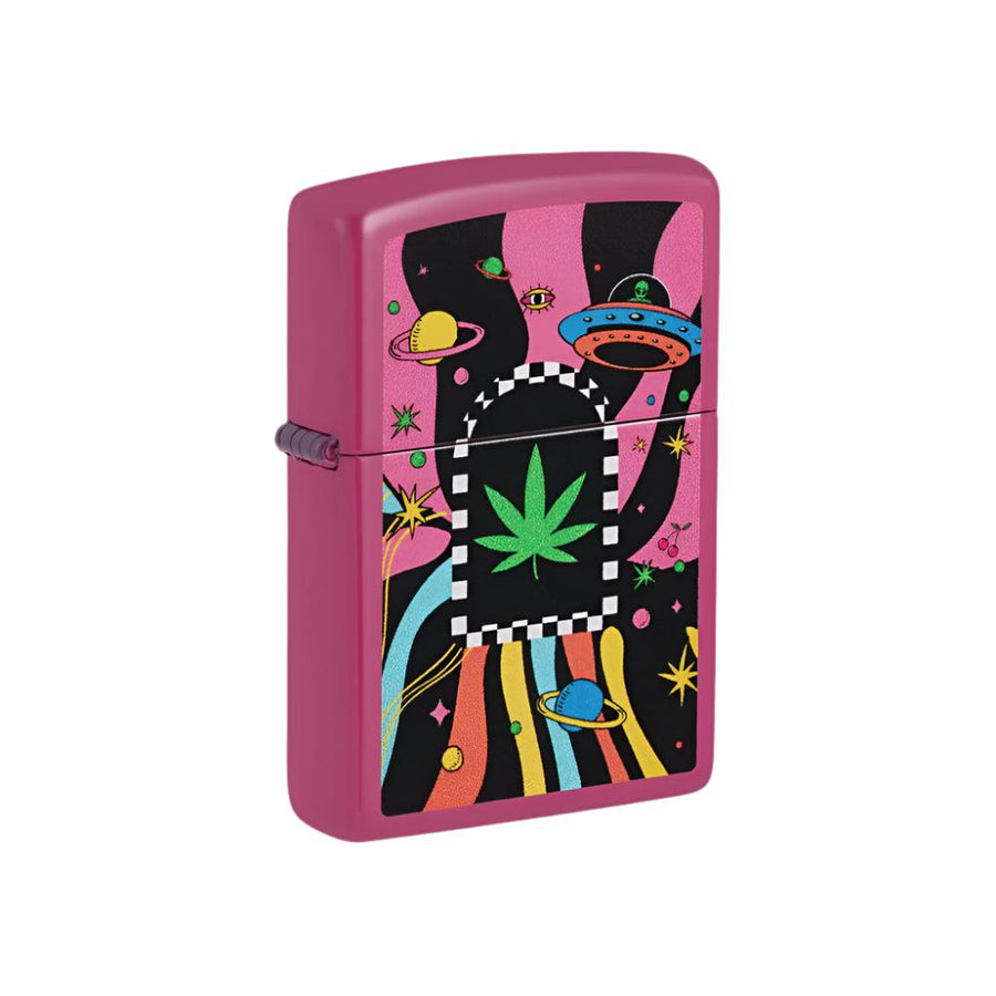 Zippo Lighter Weed Leaf with Spaceships Frequency