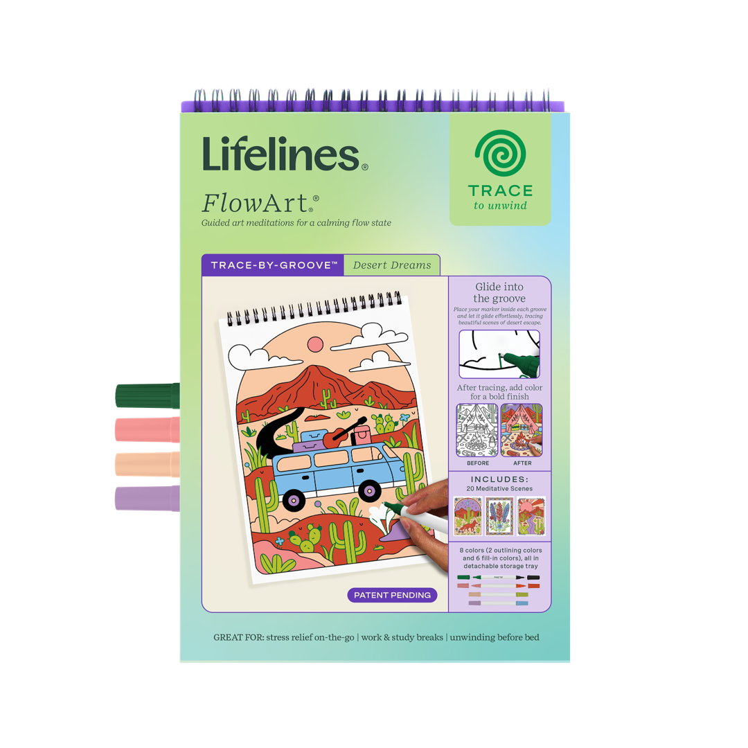 Lifelines™ FlowArt: Trace-By-Grove Desert Dreams Coloring Pad